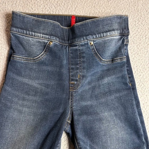 Spanx Jeans Womens XS Medium Wash Distressed Ankle Skinny Fit Pull On Jeans - Picture 3 of 11
